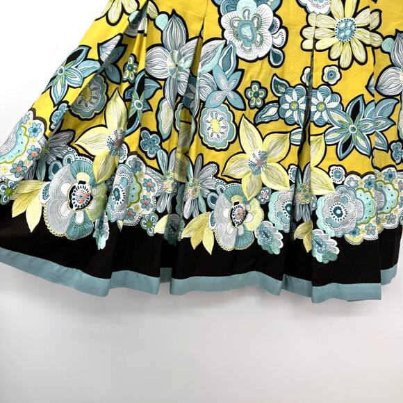Vintage Carlisle Skirt 0 Yellow Cotton Silk Floral Embroidered Pleated Twee Y2K - Picture 2 of 7